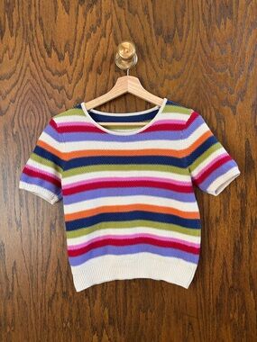 Princess Highway Size Small Rainbow Knit Short Sleeve Top